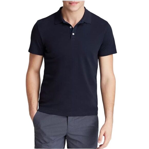 Theory Boyd Census Solid Piqué Polo Slim Fit Navy Small - Picture 1 of 4